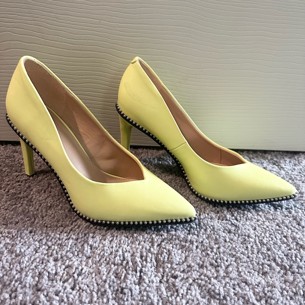 Yellow Studded Bar III Heels sz 6.5